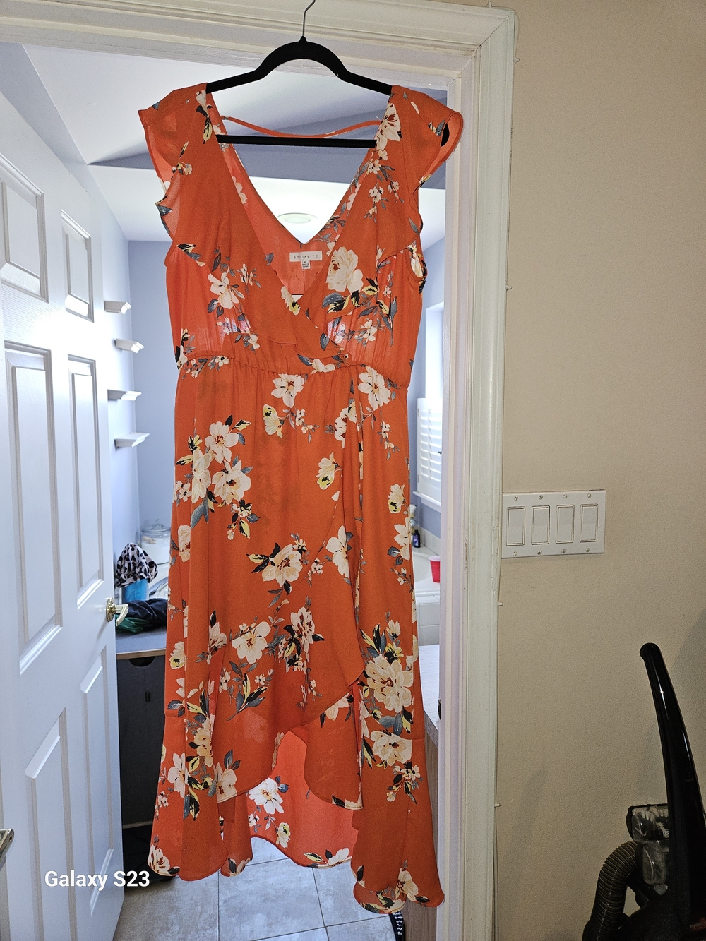 Socialite Orange Floral Wrap Midi Dress
